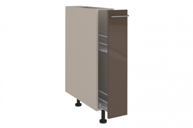 Front for a floor cabinet with a pull-out basket Amika 14.7x71.6 cm, glossy truffle brown color