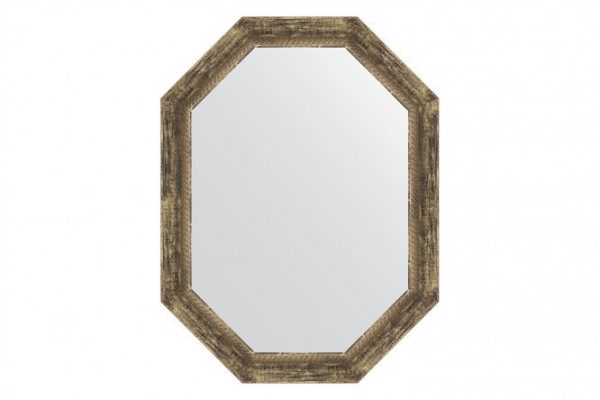 Wall mirror in a baguette frame EVOFORM Polygon BY 7123, old wood with weaving 63x83 cm