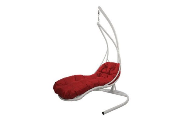 Reclining hanging chair 117x190x175 cm, base and frame color white, finishing white