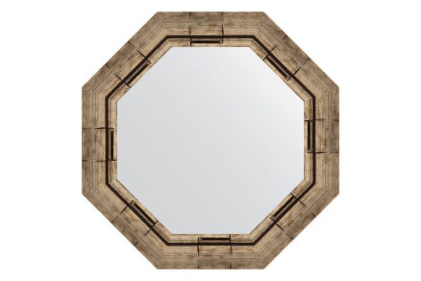 Wall mirror in a baguette frame EVOFORM Octagon BY 3667, silver bamboo 53x53 cm