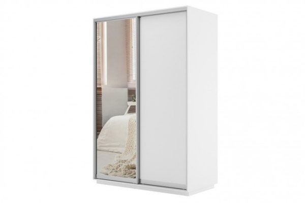 Sliding wardrobe 2-door Slide 140x220x60 cm, white snow, with one mirror