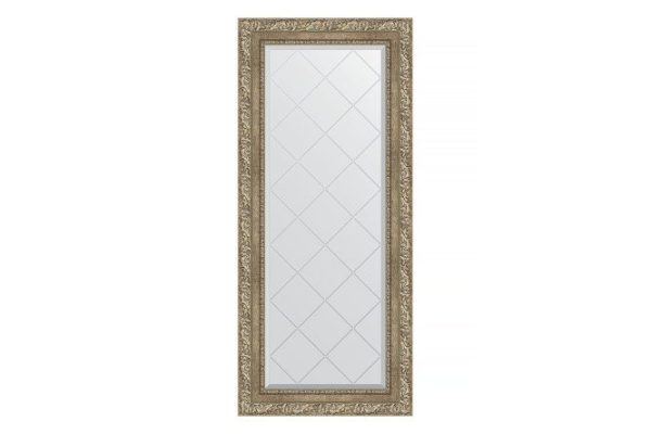 Wall mirror with engraving in a baguette frame EVOFORM vignette antique silver 55x125 cm