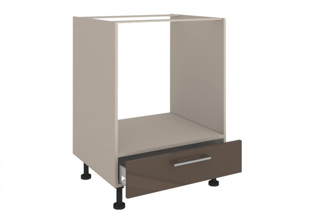 Front for a floor cabinet for appliances with a drawer Amika 59.6x11.6 cm, glossy truffle brown color