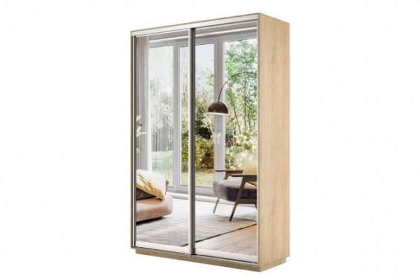 Wardrobe 2-door Slide 120x220x45 cm, Sonoma, with two mirrors