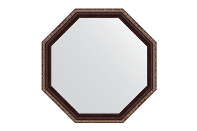 Wall mirror in a baguette frame EVOFORM Octagon BY 3866, mahogany with ornament 59x59 cm