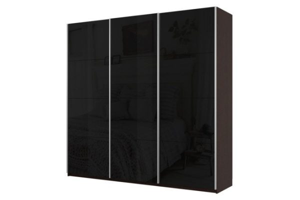 3-door wardrobe Cors 210x230 cm, wenge, black facade