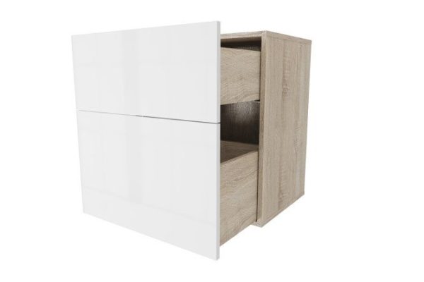 Cabinet with two drawers Oscar Amika 60x64 with push to open, Sonoma oak / white gloss