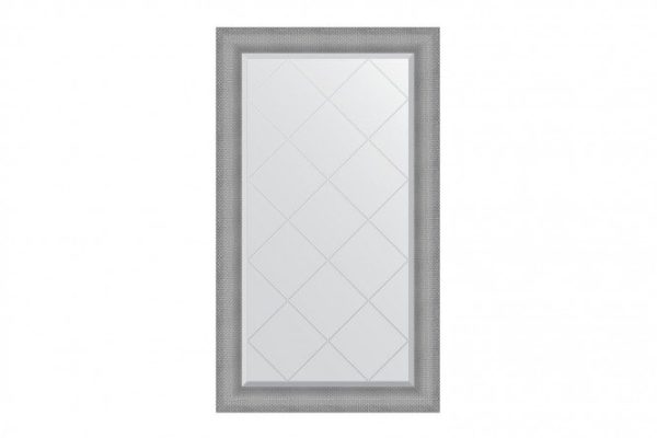 Wall mirror with engraving in a baguette frame EVOFORM BY 4546 silver chain mail 77x132 cm
