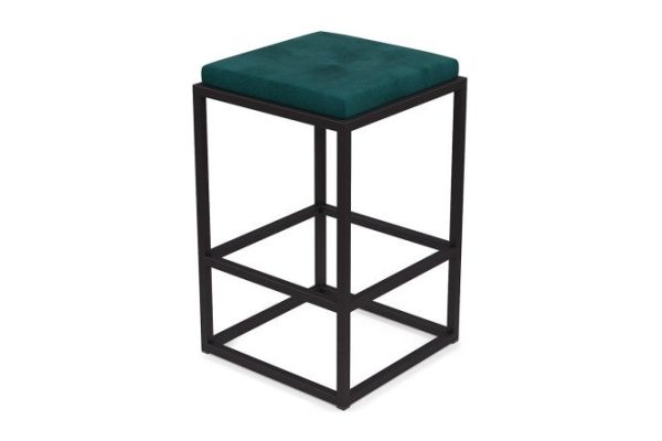 Bar stool Horeca Verm 40x75x40 cm, upholstery color dark green, legs black