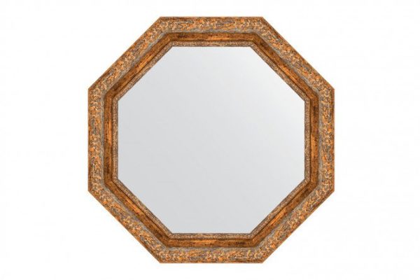 Wall mirror in a baguette frame EVOFORM Octagon BY 7337, antique bronze vignette 70x70 cm