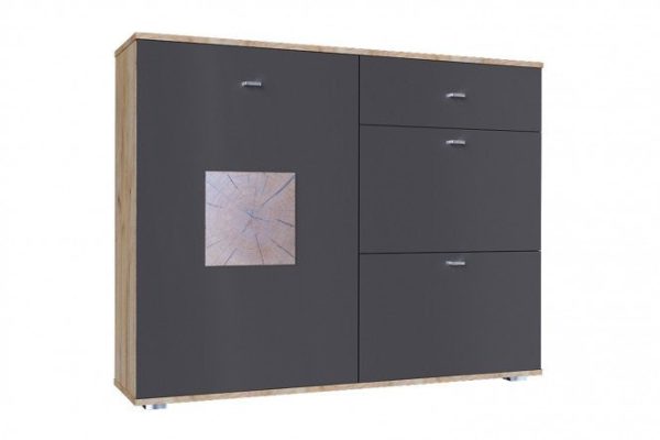 Combination chest of drawers Fiji oak gold/anthracite 119x95.6x35 cm