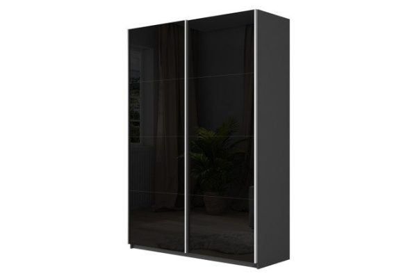 1de7b16323de0357adb7b520d28479f7.jpg Sliding wardrobe 2-door Cors 120x230 cm, gray diamond, black facade