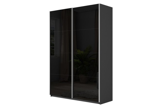 Sliding wardrobe 2-door Cors 120x230 cm, gray diamond, black facade