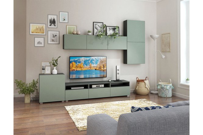 Modular living room Oscar Moon 300x180x40 cm, anthracite/olive soft