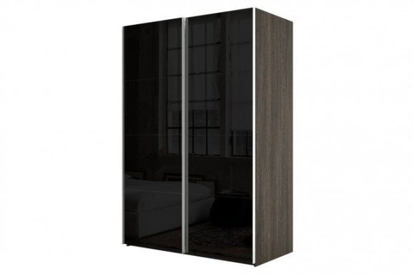 Sliding wardrobe 2-door Comet 160x240 cm wenge Mali, black glass facades