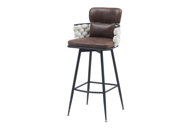Bello swivel chair with armrests 52x108x51 cm, upholstery color brown, ivory, legs black