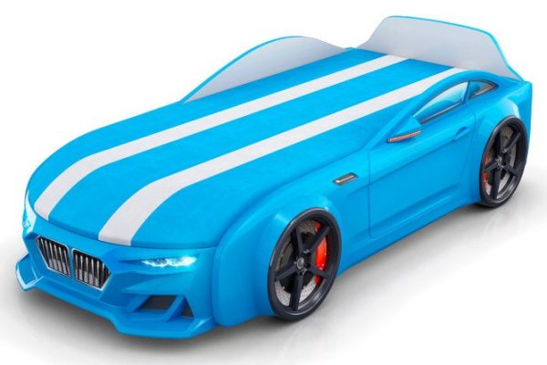 Dynamic car bed with lifting mechanism 80x200 cm color blue