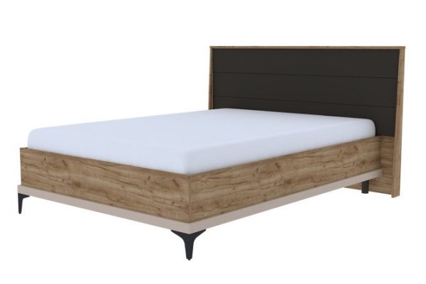 Bed Kara color oak tobacco craft, velor 140x200 cm