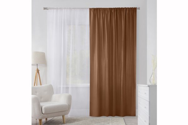 Ribbon curtain MICASA Sandy 180x280 cm, 1 piece, coffee color