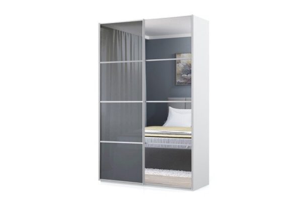 1f78fjl90r9wc8arynq82yht6fu6doiu.jpg Sliding wardrobe Oscar Ultra 150x236x58 cm, white, graphite gray, with mirror inserts
