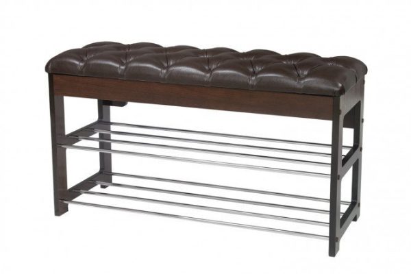 Bench Athena, upholstery color brown, legs walnut