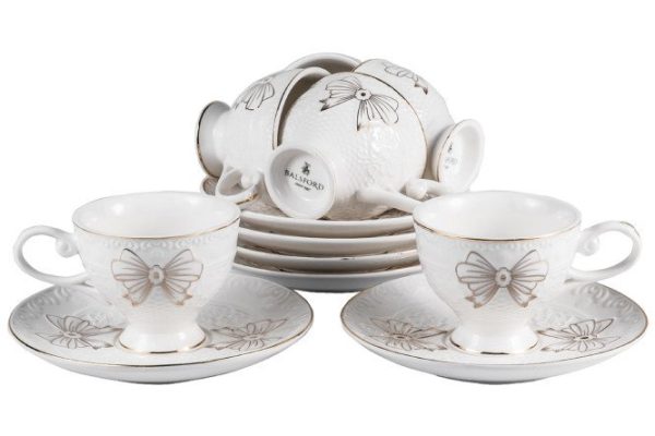 Set of coffee pairs Grace 6 persons, 12 pcs., Porcelain