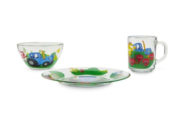 Tableware set Blue tractor Glass