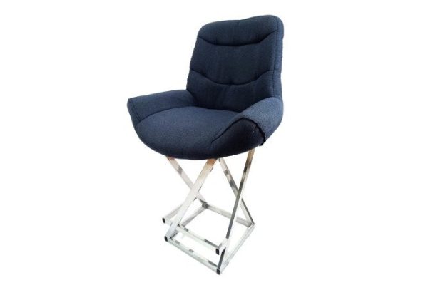 Semi-bar stool Loft Grand 63x107x50 cm, indigo upholstery, chrome legs