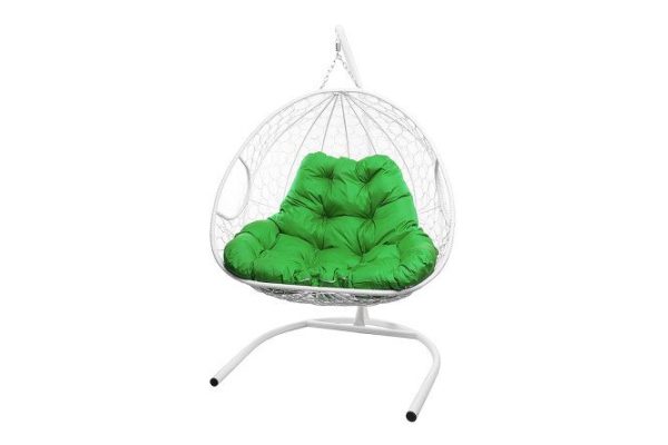 Hanging chair for two 119x186x120 cm, base and frame color white, finishing white