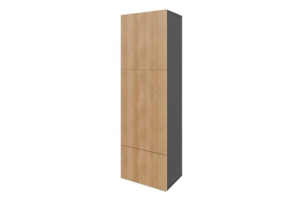 Wardrobe Oscar Amelie 60x192 cm 2 doors and 2 drawers, anthracite / wave Canadian oak