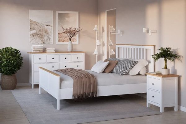 Bedroom set Evans white, light brown