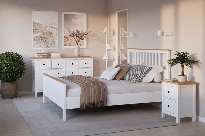 Bedroom set Evans white, light brown