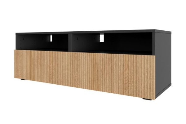 Cabinet Oscar Amelie 120x40 with 2 drawers and 2 shelves, anthracite / wave Canadian oak