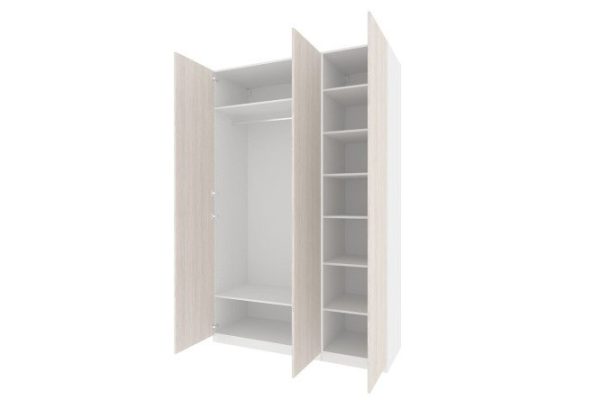 Wardrobe 3-door Oscar Grevy 150x236x59.6 cm, white, Cadena light