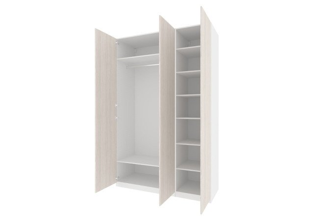 Wardrobe 3-door Oscar Grevy 150x236x59.6 cm, white, Cadena light
