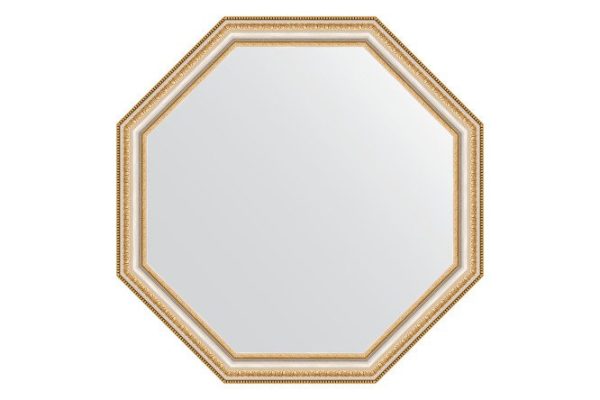 Wall mirror in a baguette frame EVOFORM Octagon BY 3711, gold beads on silver 71.6x71.6 cm