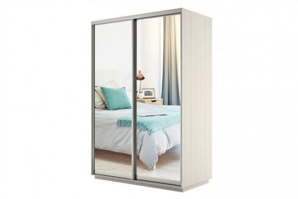 Sliding wardrobe 2-door Slide 120x220x60 cm, light Shimo ash, with two mirrors