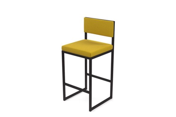 Bar stool Horeca Barnes 40x90x40 cm, upholstery yellow, legs black