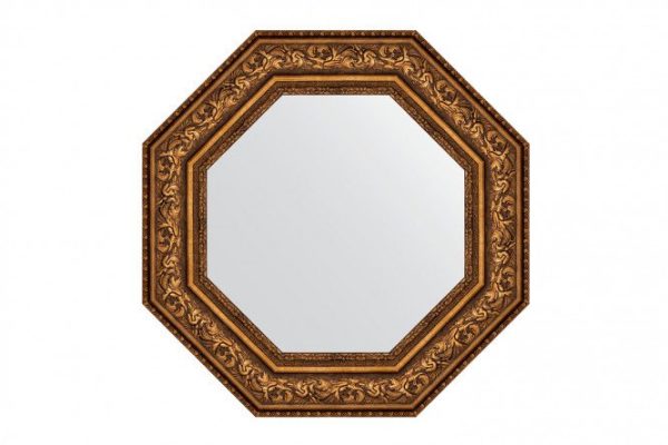 Wall mirror in a baguette frame EVOFORM Octagon BY 7388, aged bronze vignette 65x65 cm
