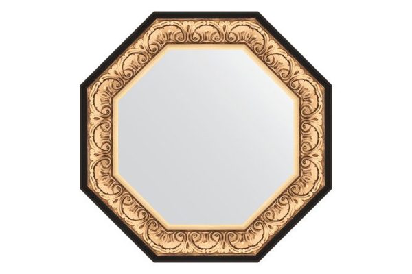 Wall mirror in a baguette frame EVOFORM Octagon BY 3845, baroque gold 70.4x70.4 cm