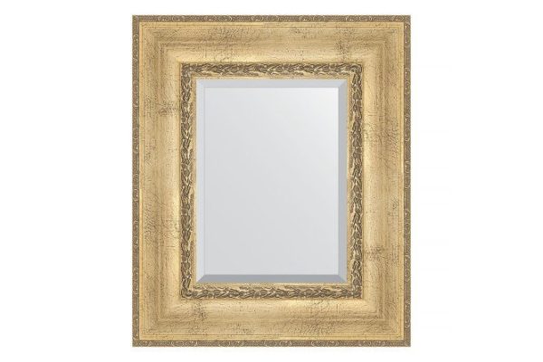 Wall mirror with bevel in a baguette frame EVOFORM BY 3376 antique silver with ornament 52x62 cm