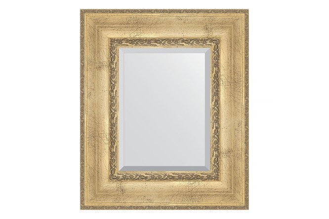 Wall mirror with bevel in a baguette frame EVOFORM BY 3376 antique silver with ornament 52x62 cm