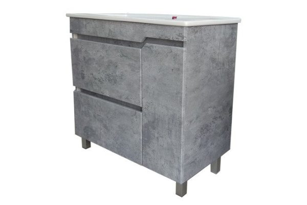 Boston floor stand with 2 drawers and a basket 82 cm, frame color light concrete, facade light concrete