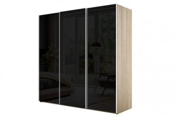 3-door wardrobe Comet 270x240 cm Bardolino oak, black glass fronts