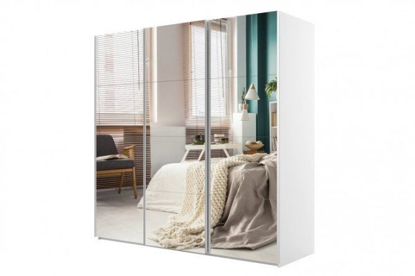Sliding wardrobe 3-door Comet 300x220 cm white snow, mirror fronts