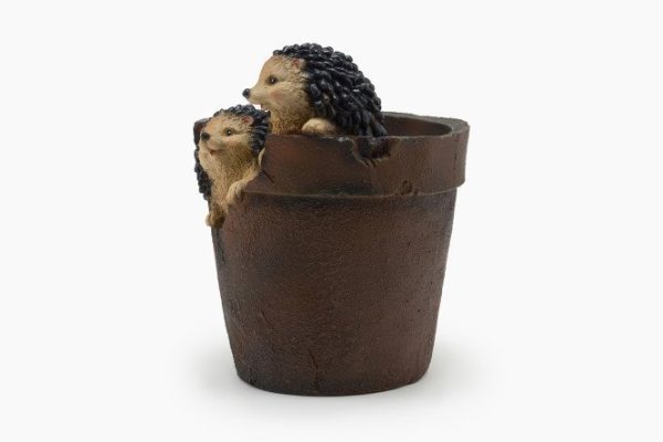 Decorative flowerpot Two hedgehogs in a pot