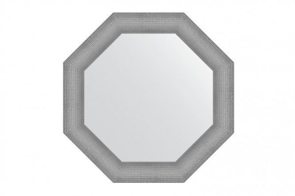 Wall mirror in a baguette frame EVOFORM Octagon BY 7405, silver chain mail 71x71 cm