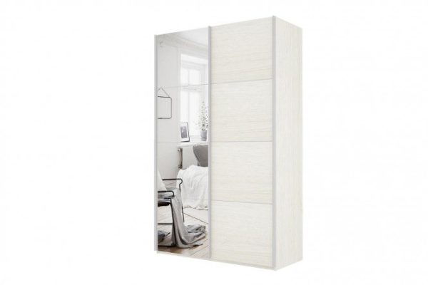 2-door wardrobe Cors 140x230 cm, light ash Anchor, with one mirror