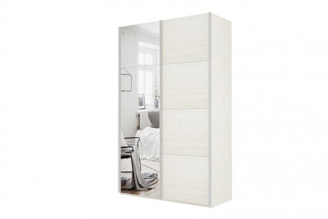 2-door wardrobe Cors 140x230 cm, light ash Anchor, with one mirror