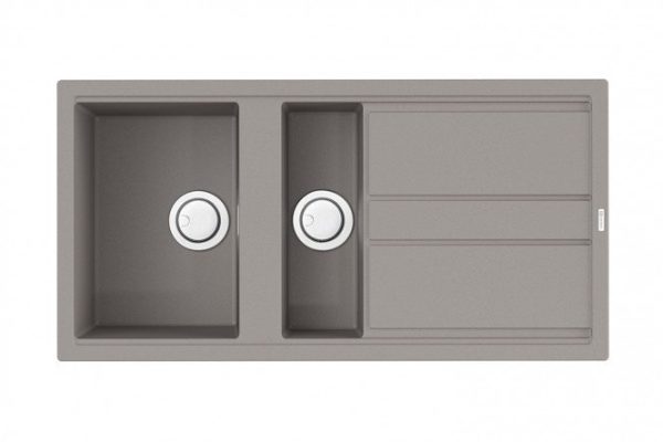 Inset sink with drainer OMOIKIRI Kitagawa 100-2-GR 4993804, gray 100x51x20 cm